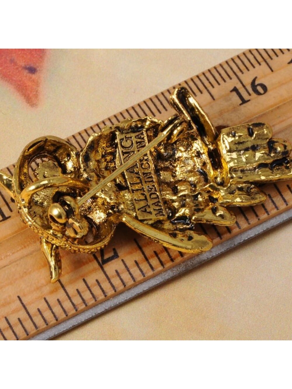 Antique Multicolored Crystal Rhinestone Perched Little Owl Branch Pin Brooch - Picture 3 of 6